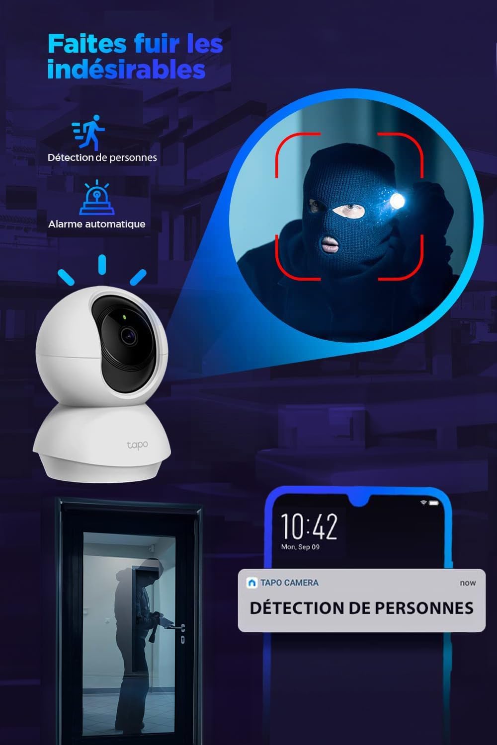 Tapo 2K Caméra Surveillance WiFi